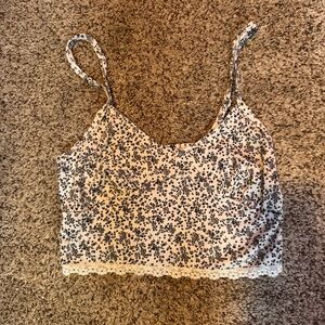 American Eagle Outfitters Silver White Fitted Crop Camisole